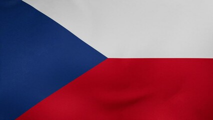 Czech Republic fabric flag calm swaying in the wind, looped endless cycled video, completely full screen covers flag background