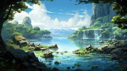 Naklejka na ściany i meble Fantasy Visual Novel Nature Landscape