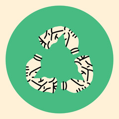 Recycle symbol made of used plastic bottles black line icon. Pictogram for web page