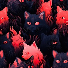 cats seamless pattern in style of infrared
