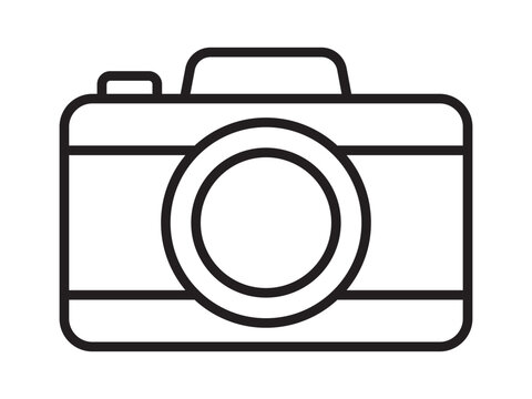 Photo camera outline icon vector isolated on white background. Camera icon outline photo camera vector. Simple snapshot photography sign. Instant Photo internet concept for website and mobile app.