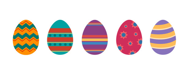 Set of easter eggs flat design on white background.