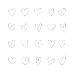 Red Heart Shape on White Background. Symbol of love. Flat Heart Silhouette Vector. icon. Vector illustration of Design Elements Set. - Vector