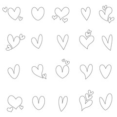 Red Heart Shape on White Background. Symbol of love. Flat Heart Silhouette Vector. icon. Vector illustration of Design Elements Set. - Vector