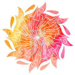 Fototapeta na wymiar Mandala Pink Orange Colors Circular 