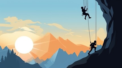Climbing Banner with Copy and Text Space