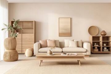 Beige Living Room Interior