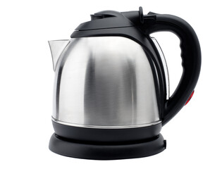 Metallic electric kettle. Isolated on white.