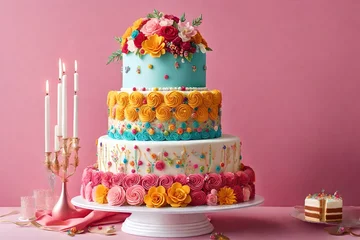 Foto op Plexiglas birthday cake and candles © SAJAWAL JUTT