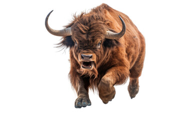 angry bull running isolated on transparent background