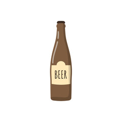 Flat beer bottle vector isolated on white background. 