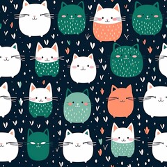 cats seamless pattern in style of comic