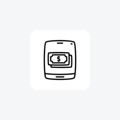 Mobile Dollar Bills Line Icon