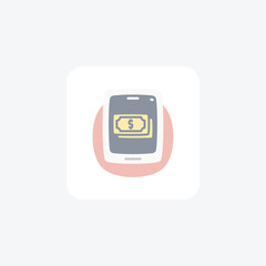 Mobile Dollar Bills Flat Rounded Icon