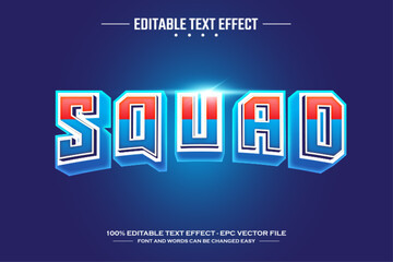 Squad Sports team 3D editable text effect template