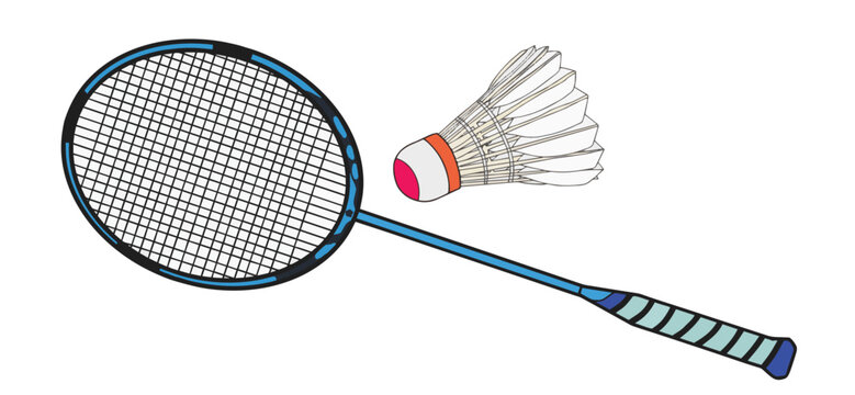 badminton racket with shuttlecock