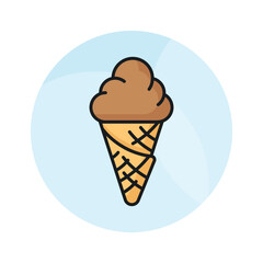 Chocolate flavored cone ice cream vector design in trendy style