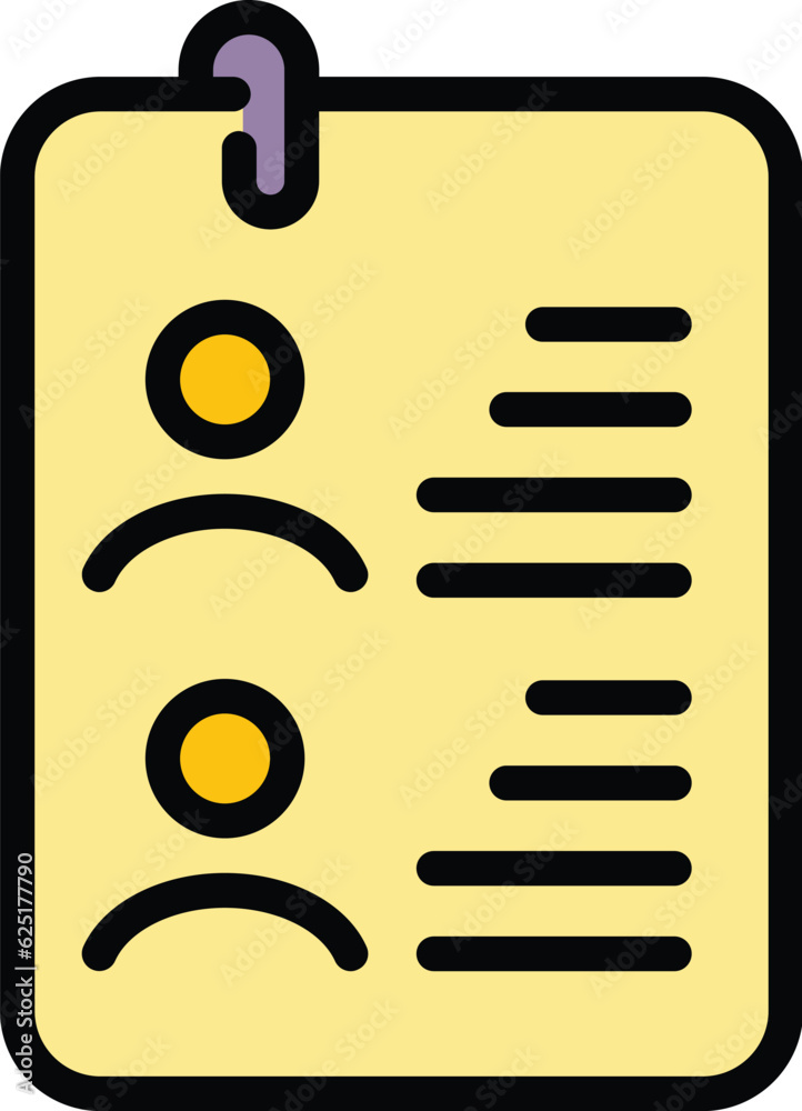 Poster work paper icon outline vector. document stack. office file color flat
