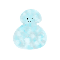 Obraz premium 主線なし 水彩手描き 笑顔の雪だるま イラスト