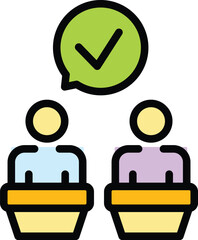 Ballot speaker icon outline vector. Policitician stand . Podium election color flat
