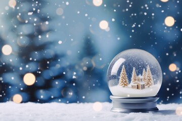 Fototapeta na wymiar Christmas Snow Globe with Copy and Text Space