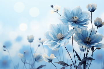 Beautiful soft blue floral pastel background, HD, no text, no writing, no lines, no watermark. AI generative