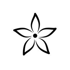 Flower icon. Line drawing of floral silhouette. Contour vector illustration of plant sign. Flower outline decoration.