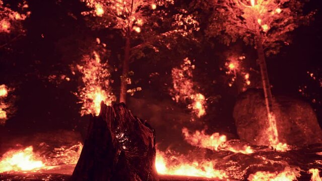 Intense flames from a massive forest fire