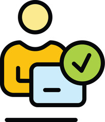 Check manager icon outline vector. Business list. Work checklist color flat
