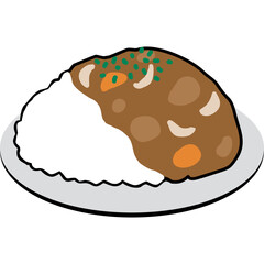 Curry rice cartoon in icon style