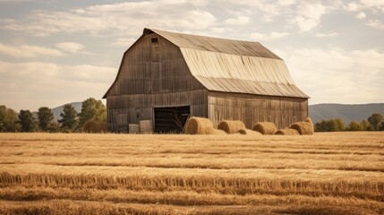 Rustic Barn and Straw Background