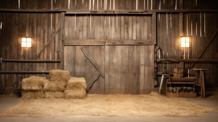 Rustic Barn and Straw Background