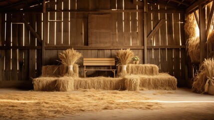 Rustic Barn and Straw Background