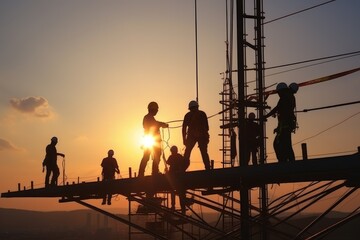 Silhouette of Construction Workers on a High Rise Building © Exotic Escape