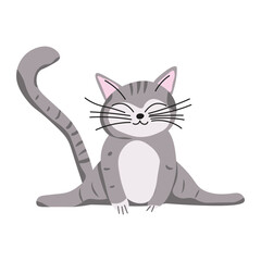Cartoon cute cat doing yoga, kittens relax