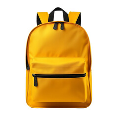 Yellow school backpack isolated on transparent background (PNG) - obrazy, fototapety, plakaty