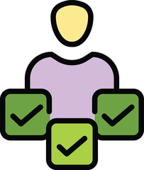 Office manager icon outline vector. Business check. Work paper color flat