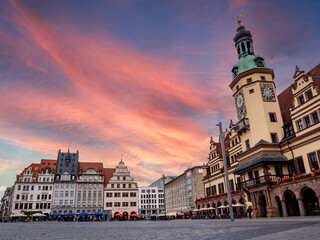 Naklejka premium Leipzig town hall with market square