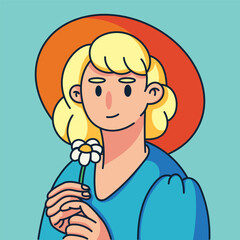 Fototapeta premium Portrait of Teenage girl, women. Cute characters. Cartoon style. Social network avatar template. Hand drawn trendy Vector illustration. 