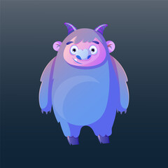 Cute cartoon monster. Design for print, sticker, party decoration, logo, emblem, magazine prints or journal article, t-shirt design, poster. Vector illustration of Halloween cool monster 