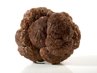 Real Copper colored brown Metal Mineral from Metal rich Sediments isolated on white Background