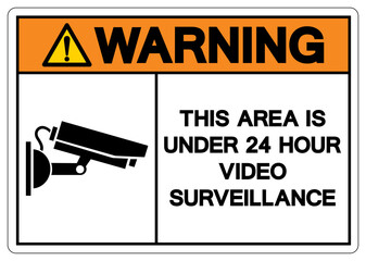 Warning This Area Is Under 24 Hour Video Surveillance Symbol Sign, Vector Illustration, Isolate On White Background Label. EPS10