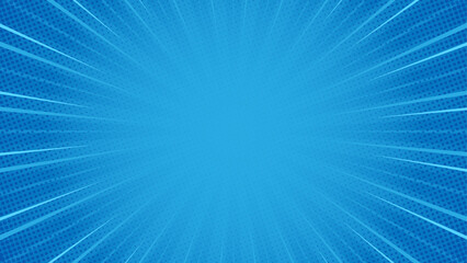 Pop art comic background lightning blast halftone, Cartoon Vector Illustration on blue © ahmadfs