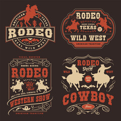 Cowboy rodeo set flyers colorful