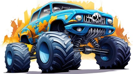 Cartoon monster truck, AI generated Image