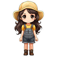 Cute Country Girl Clipart Illustration