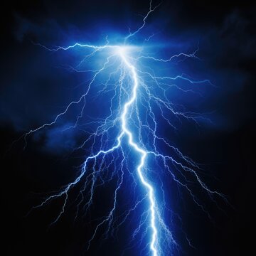 Blue lightning in black background, AI generated Image