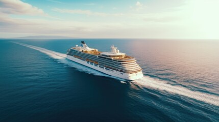 Cruise ship over the ocean, AI generated Image
