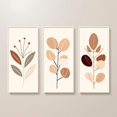 Abstract Plant Art design for print, cover, wallpaper, Minimal and natural wall art. Generative AI.