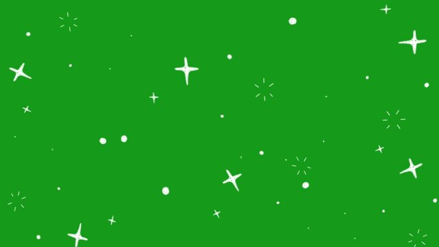 Star shapes and bunch of dot stars blinking and motion graphic with pulsing starry elements on green screen background